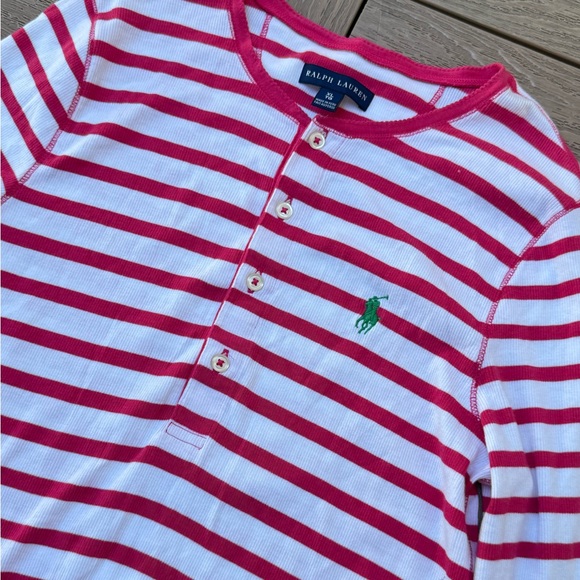 Ralph Lauren blue label pink and white striped long sleeve top - Picture 8 of 12
